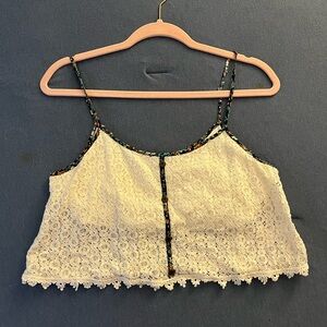 laced crop tank top with ruffles